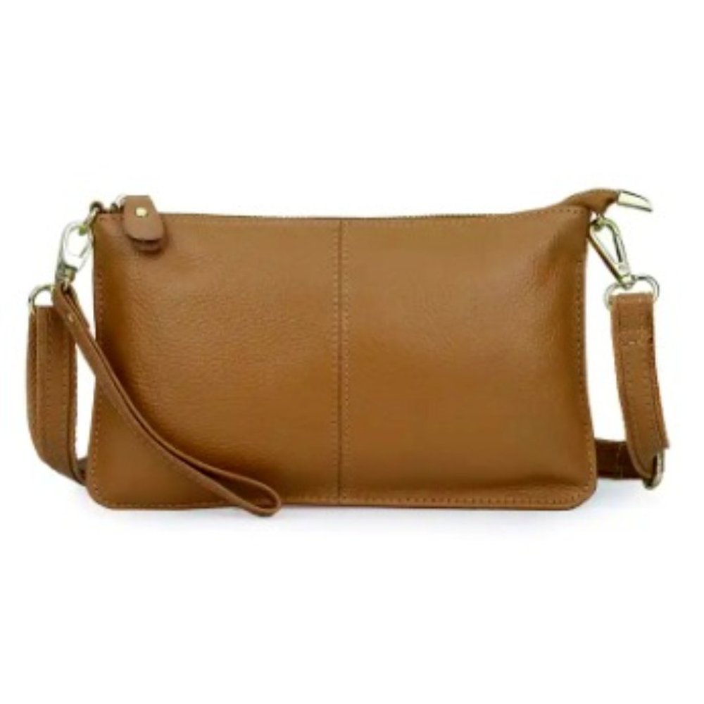 Apricot Leather Crossbody Wristlet Clutch Shoulder Bag Handbag Purse. 2 …